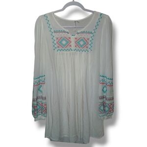 NWOT Monoreno Longsleeve Embroidered Boho Mini Dress, Size Small